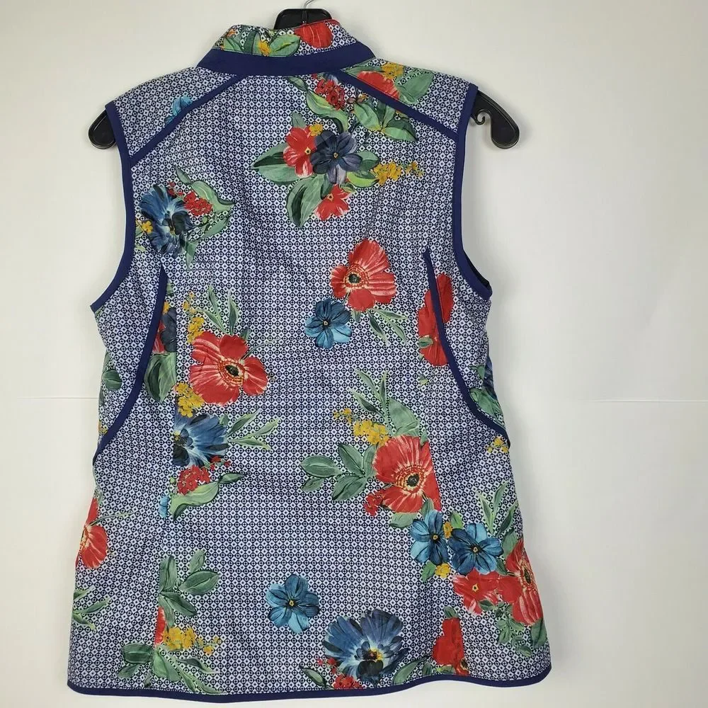 EP Pro Women's Golf Vest Size S Blue Floral Mesh Lined Rittenhouse‎